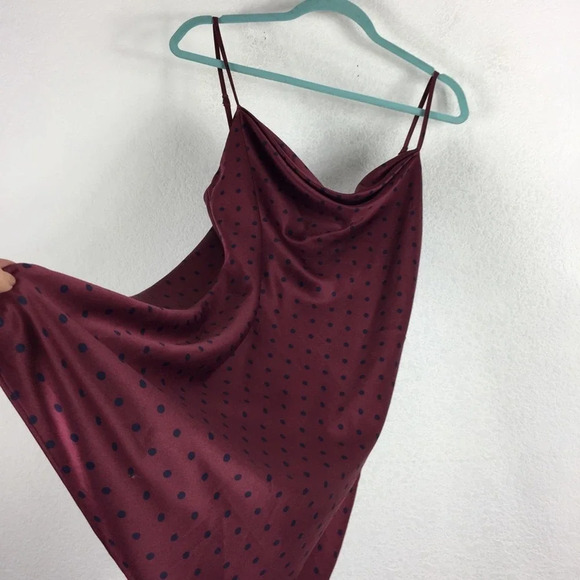 House Of Harlow 1960 x REVOLVE Ira Burgundy Polka Dot Satin Slip Dress Medium - Picture 12 of 15